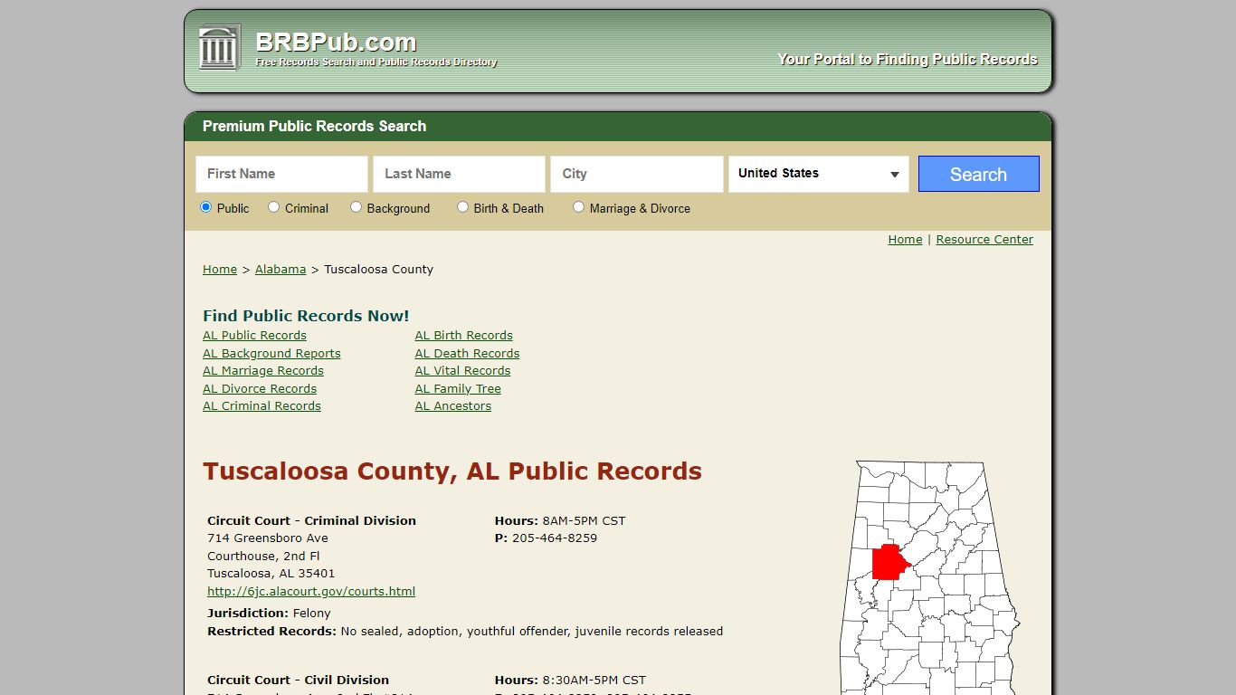 Tuscaloosa County Public Records | Search Alabama ...